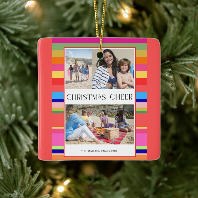 Farbiges Licht 4 Foto Moderne Weihnachten Keramikornament (Baum)