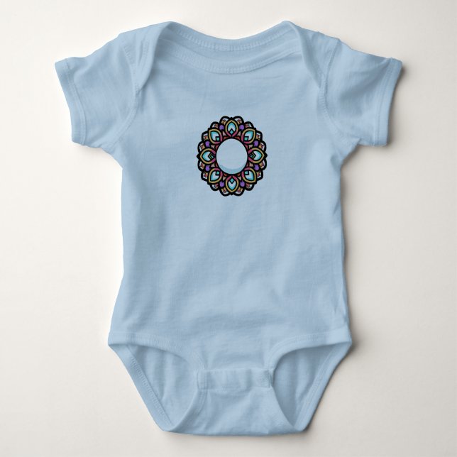 Farbiges Mandala Design Baby Strampler (Vorderseite)