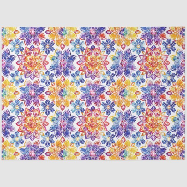 Farbiges Mandala Muster Dekoupage Tissue Paper Seidenpapier (Vorderseite)