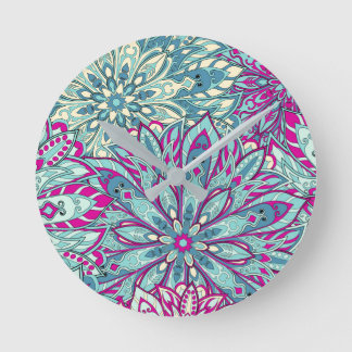 Farbiges Mandala-Muster Runde Wanduhr