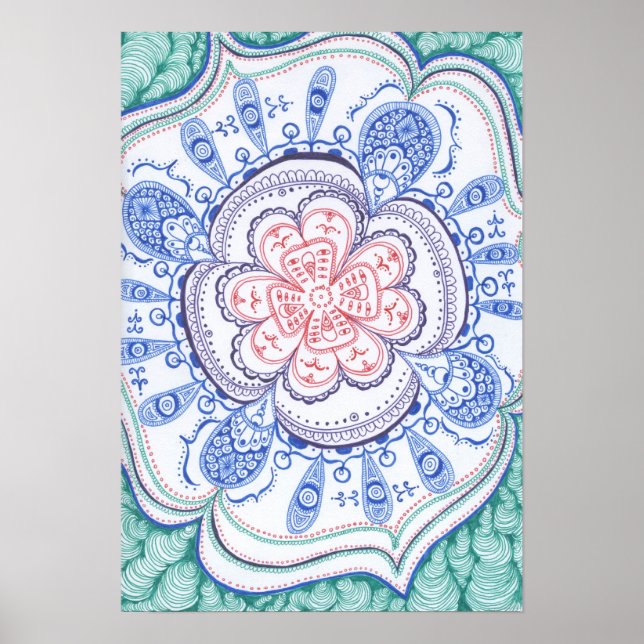 Farbiges Mandala Poster. Poster (Vorne)