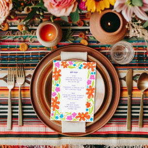 Farbiges Marker Sketch Blume Border Menu Menükarte