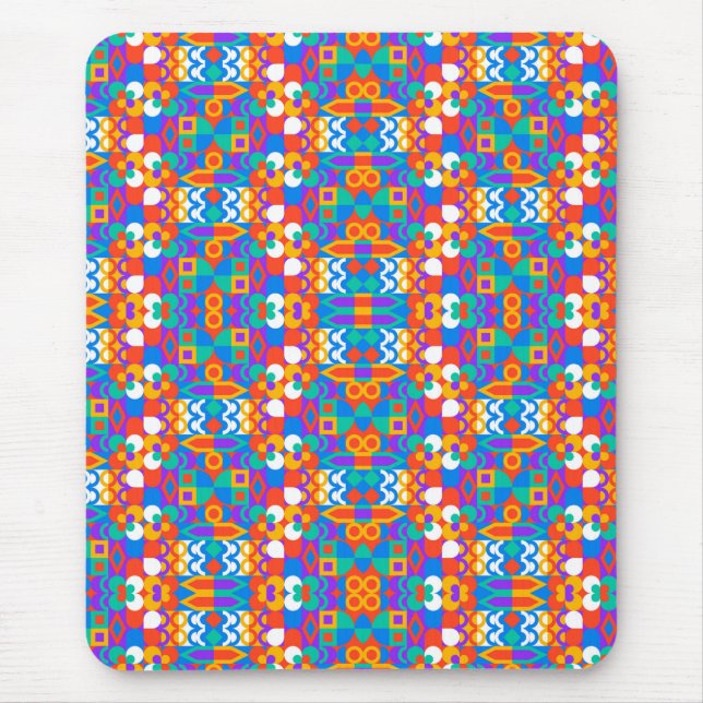 Farbiges Mauspad mit geometrischem Muster in Blau (Vorne)