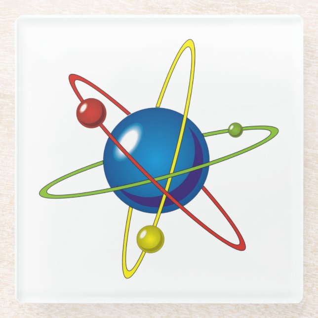 Farbiges Modell des Atom Glasuntersetzer (Vorderseite)