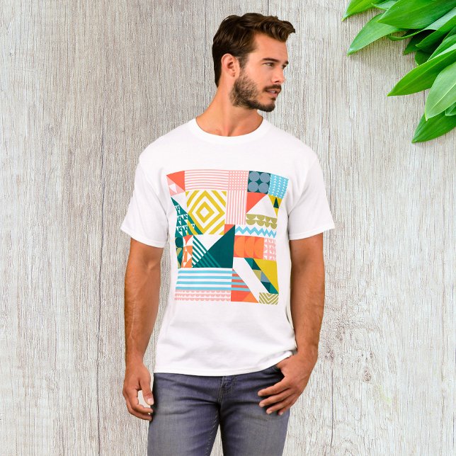 Farbiges modernes geometrisches Abstraktes Muster T-Shirt (Von Creator hochgeladen)
