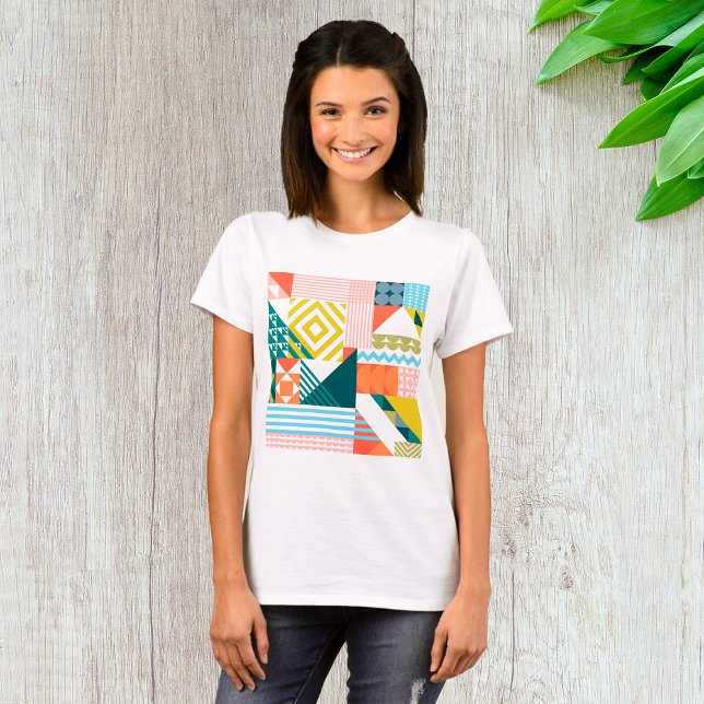 Farbiges modernes geometrisches Abstraktes Muster T-Shirt (Von Creator hochgeladen)