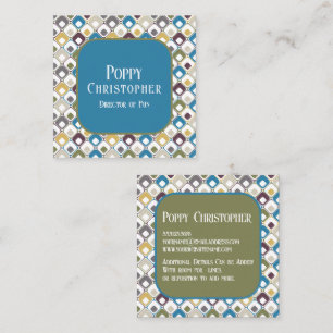 Farbiges modernes Retro-Muster 14.11 Quadratische Visitenkarte