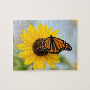 Farbiges Monarch Butterfly Sonnenblumen Foto Puzzle