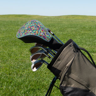 Farbiges Mosaik, geometrisches Quadrat-Muster Golf Headcover