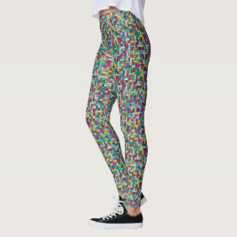 Farbiges Mosaik, geometrisches Quadrat-Muster Leggings