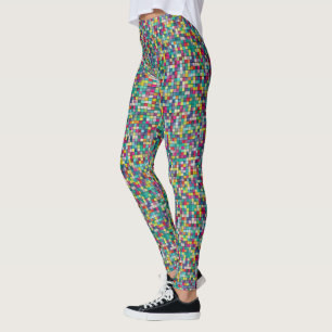 Farbiges Mosaik, geometrisches Quadrat-Muster Leggings