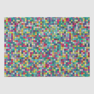 Farbiges Mosaik, geometrisches Quadrat-Muster Seidenpapier