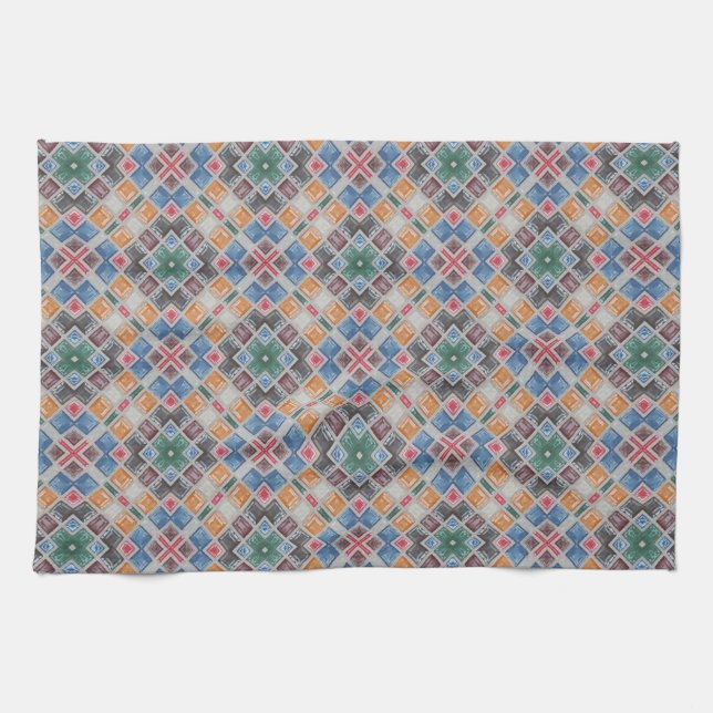 Farbiges Mosaikflippelmuster Geschirrtuch (Horizontal)