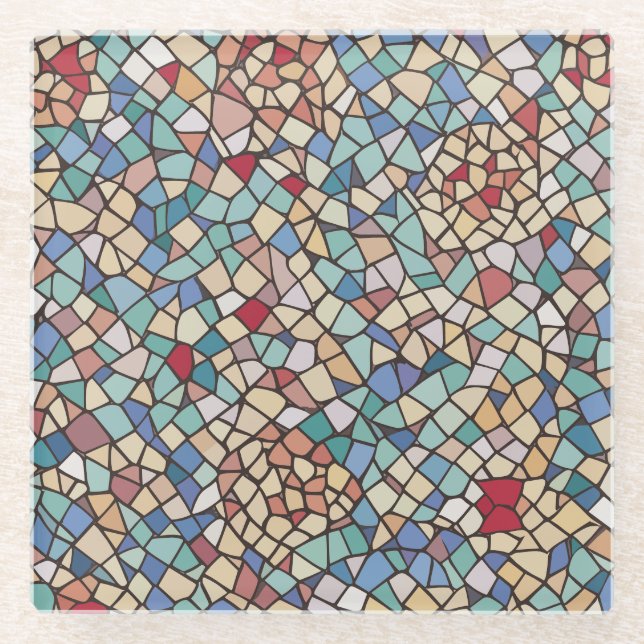 Farbiges Mosaikmuster Glasuntersetzer (Vorderseite)