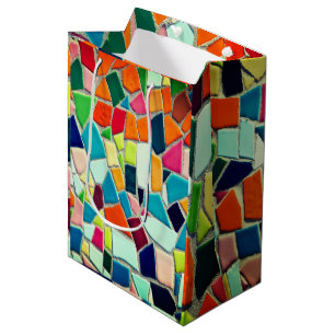 Farbiges Mosaikmuster Mittlere Geschenktüte