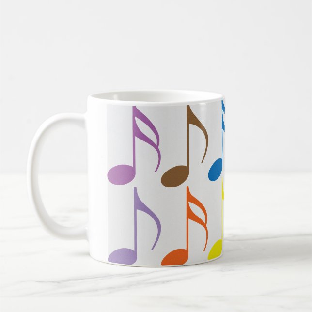 Farbiges musikalisches Notenmuster Kaffeetasse (Links)
