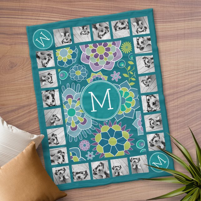 Farbiges Muster 11 Foto Monogramm Fleecedecke (Personalized Fleece Blanket)