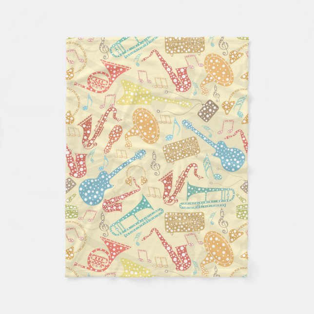 Farbiges Muster Abstrakter Musikinstrumente Fleecedecke (Vorderseite)