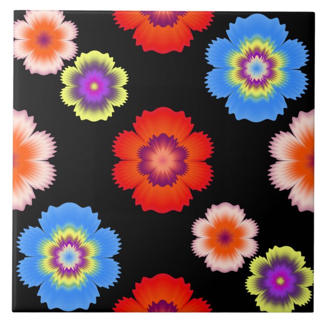 Farbiges Muster der Blume Fliese (Vorderseite)