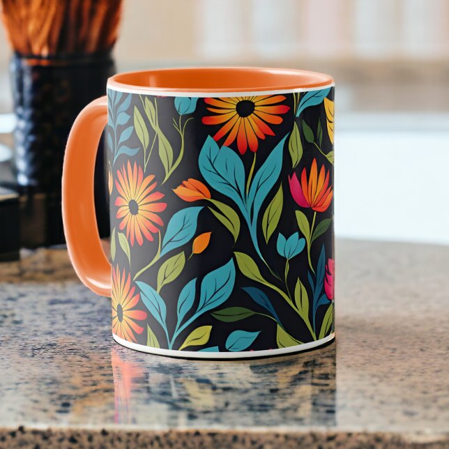 Farbiges Muster der Blume Tasse (Colorful Flower Pattern Mug from RIcaso. a stunning coffee mug to brighten your morning )