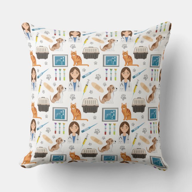 Farbiges Muster des ärztlichen Tierarztes Vet DVM Kissen (Vorderseite)