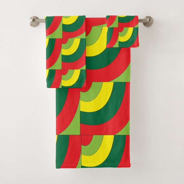 Farbiges Muster eines modernen geometrischen Bogen Badhandtuch Set (Insitu)