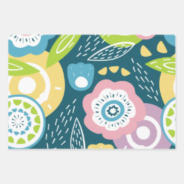 Farbiges Muster für Abstrakte Blume Geschenkpapier Set