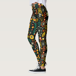 Farbiges Muster für Niedliche Retro-Blume Leggings