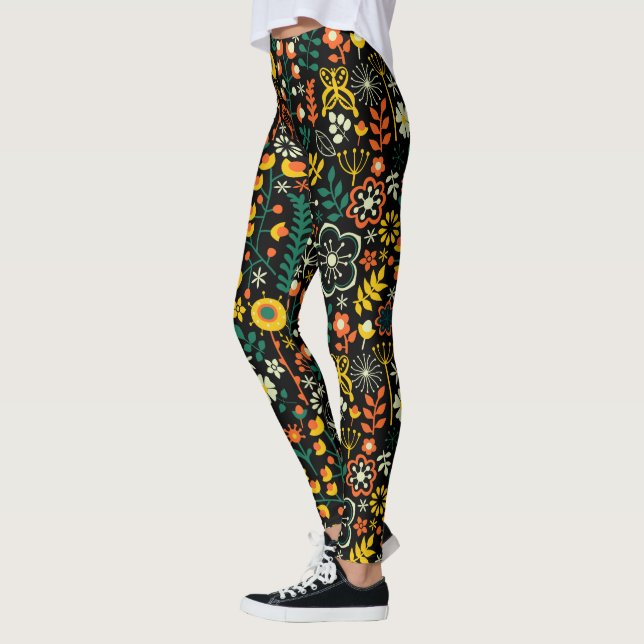 Farbiges Muster für Niedliche Retro-Blume Leggings (Links)