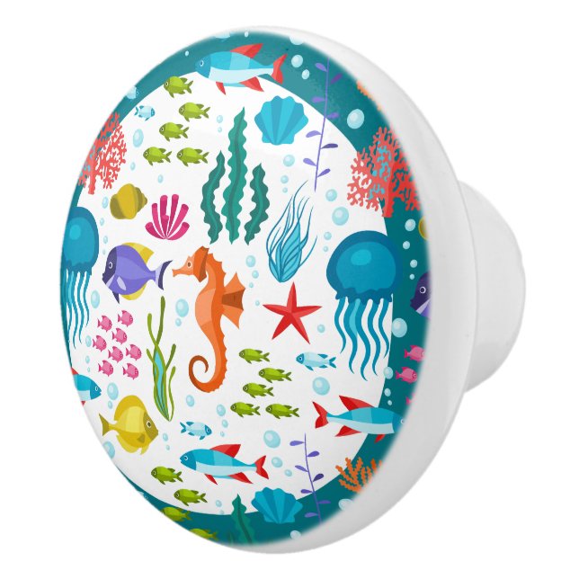 Farbiges Muster für Tiere und Pflanze im Nautische Keramikknauf (Rechts)