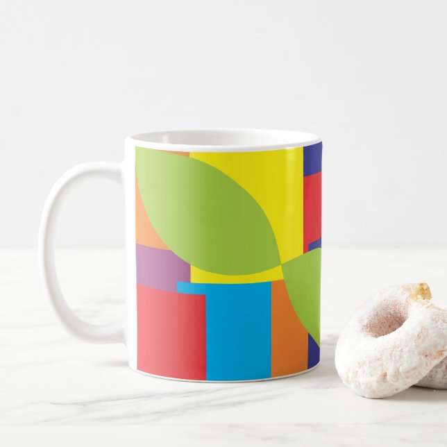 Farbiges Muster mit Abstraktem geometrischem Quadr Kaffeetasse (Mit Donut)