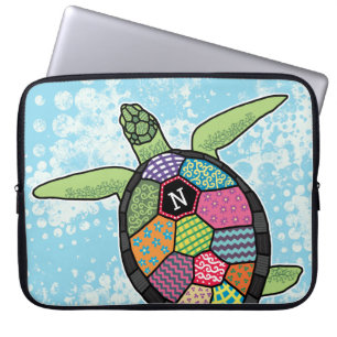 Farbiges Muster Monogram Sea Turtle Laptopschutzhülle