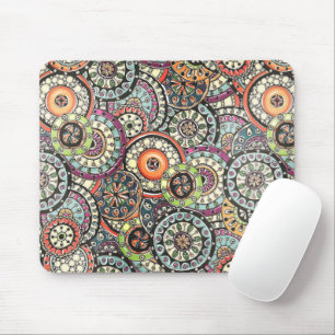 Farbiges Muster Niedlicher Retro-Chic-Blumenkreise Mousepad