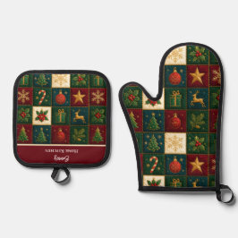 Farbiges Muster Ofenhandschuh & Topflappen-Set