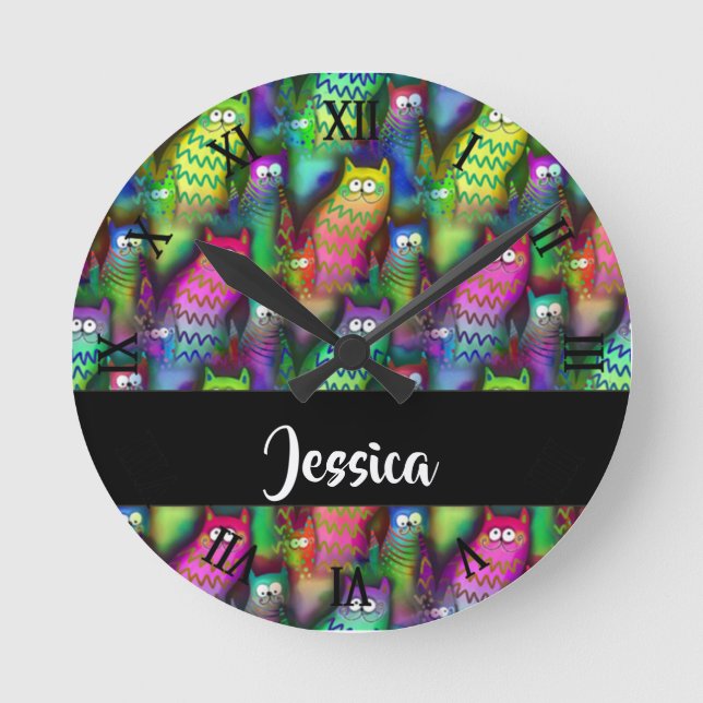 Farbiges Muster Runde Wanduhr (Vorderseite)