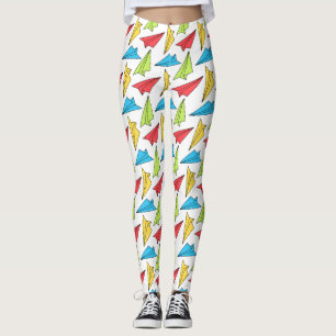 Farbiges Muster von Papierflugzeugen Leggings