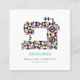 Farbiges Nähmaschinenmuster Quadratische Visitenkarte