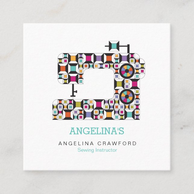Farbiges Nähmaschinenmuster Quadratische Visitenkarte (Vorderseite)