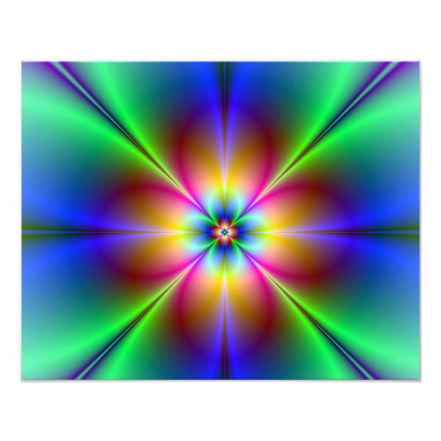 Farbiges Neon Daisy Foto Print (Vorne)