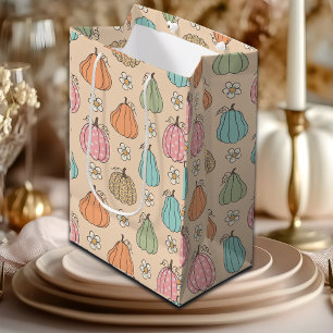 Farbiges neutrales Beige-Kürbismuster Mittlere Geschenktüte