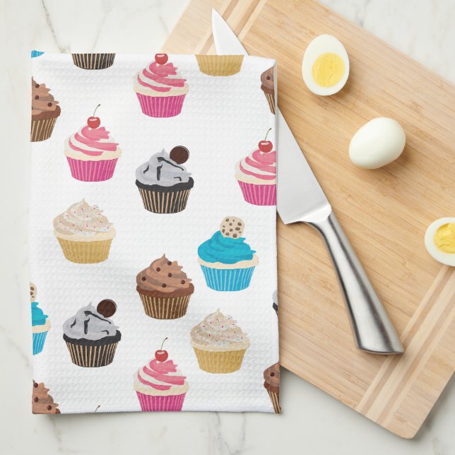 Farbiges Niedliches Cupcakes-Muster Geschirrtuch (Viertel Falte)