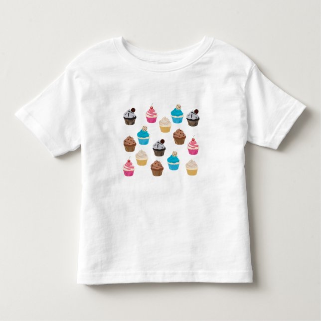 Farbiges Niedliches Cupcakes-Muster Kleinkind T-shirt (Vorderseite)
