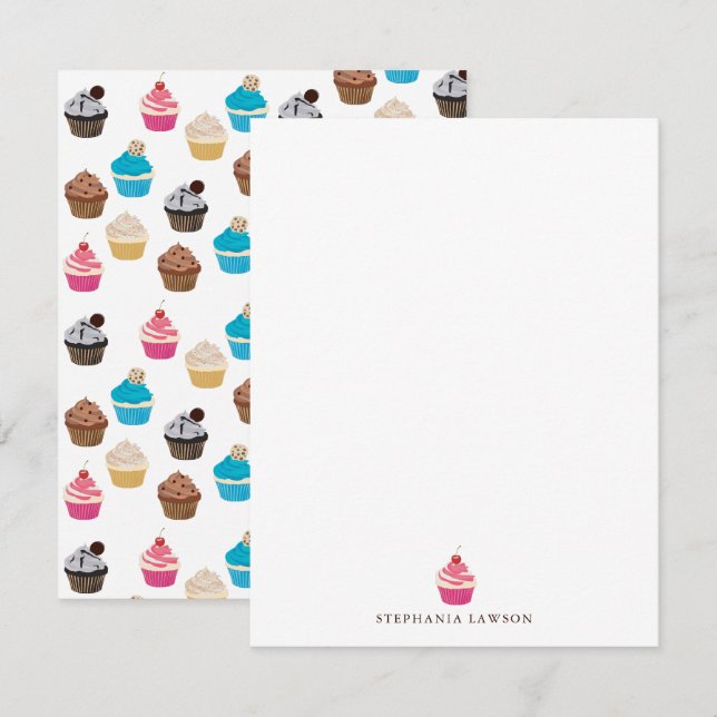 Farbiges Niedliches Cupcakes-Muster Mitteilungskarte (Vorne/Hinten)