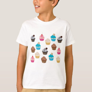 Farbiges Niedliches Cupcakes-Muster T-Shirt