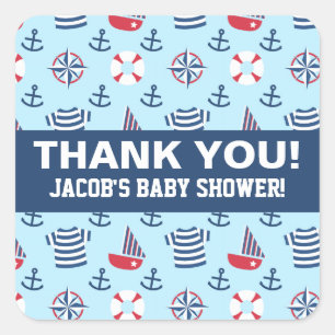 Farbiges Niedliches Sailboat Anchor Nautical Party Quadratischer Aufkleber