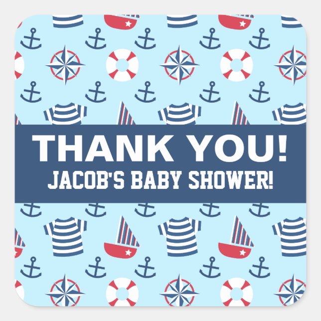 Farbiges Niedliches Sailboat Anchor Nautical Party Quadratischer Aufkleber (Vorderseite)