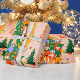 Farbiges Nutcracker World Christmas Wrapping Paper Geschenkpapier