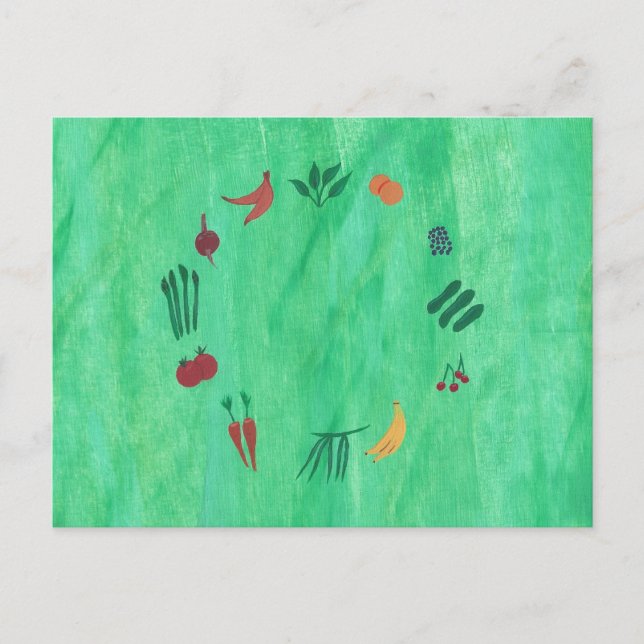 Farbiges Obst und Gemüse Postkarten (Vorderseite)