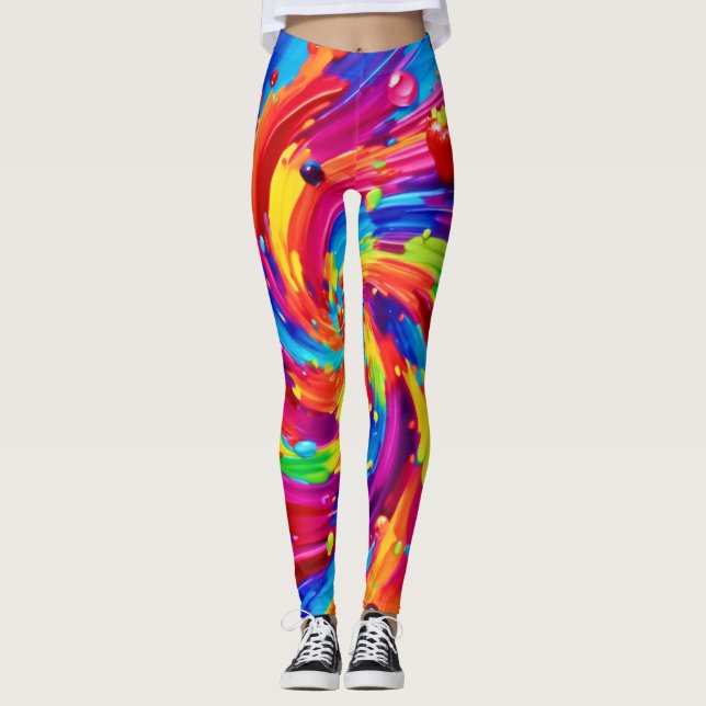 Farbiges Obst Vortex Leggings (Vorderseite)