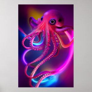 Farbiges Octopus Poster - Sea Monster Digitale Kun